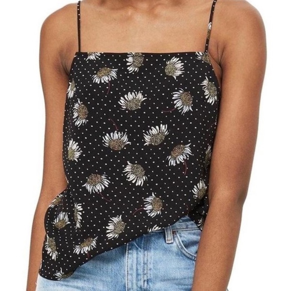 Topshop Black Daisy camisole size 8